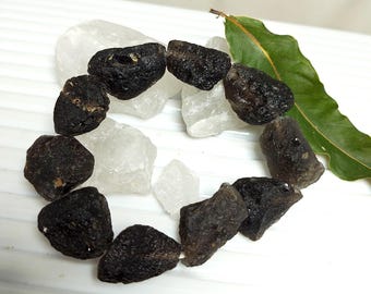 Natural Saffordite Cintamani Bracelet: Raw Tektite Gemstone, Adjustable
