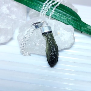 Moldavite Pendant, Raw Moldavite Necklace, Czech Moldavite 925 Silver Pendant, Authentic Moldavite, Certified Moldavite, Sale