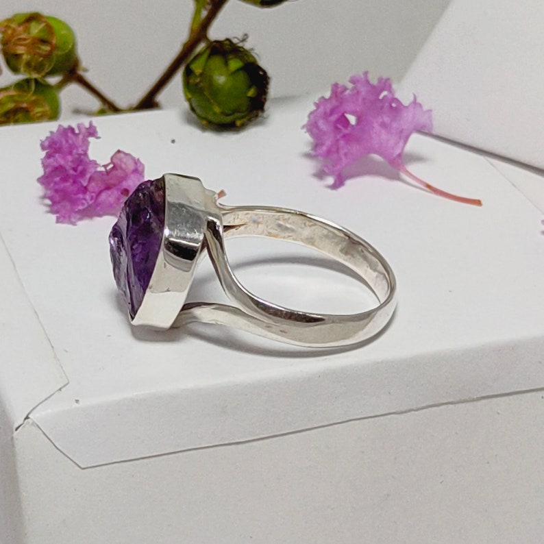 Amethyst Rings Sale 925 Sterling Silver Ring Raw Amethyst Silver Ring February Birthstone Ring Wholesale Amethyst Crystal Rings
