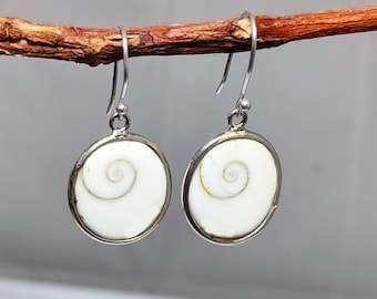 Vurma Orecchini In Argento 925 Con Occhio Di Shiva E Conchiglia Santa Lucia – Fatto A Mano, Boho-Hippie