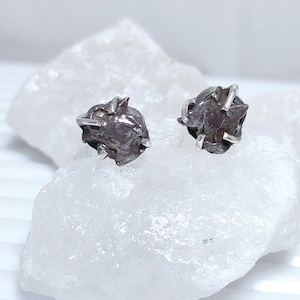 Campo Del Cielo Meteorite Stud Earrings: 925 Sterling Silver