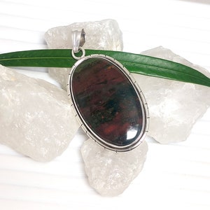 Bloodstone Pendant, Bloodstone Necklace, 925 Silver Pendant, Natural Bloodstone Pendant, Bloodstone Cabochon, Sale