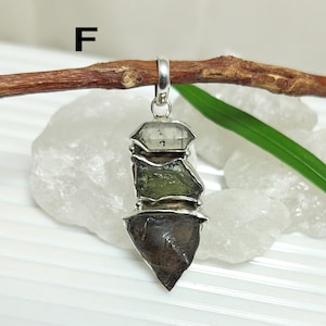 Colombianite Pendant, Authentic Moldavite, Herkimer Diamond 925 Silver Pendant, Certified Moldavite, Colombianite Necklace, Sale F