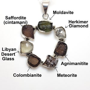 Moldavite Pendant, Libyan Desert Glass, Meteorite, Colombianite, Saffordite ( Cintamani ), Agni, Herkimer Diamond Necklace, Sale