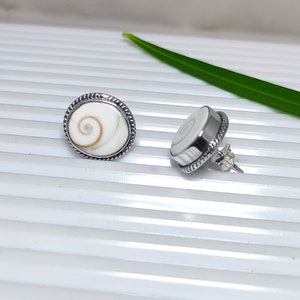 Shiva Eye Stud Earring, Shiva Eye Earring, 925 Silver Shiva Eye Earring, Shell Earrings, Shiva Eye Designer Earring, Sale