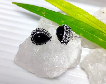 Orecchini a sfera in onice nero, argento sterling 925, grandiosi
