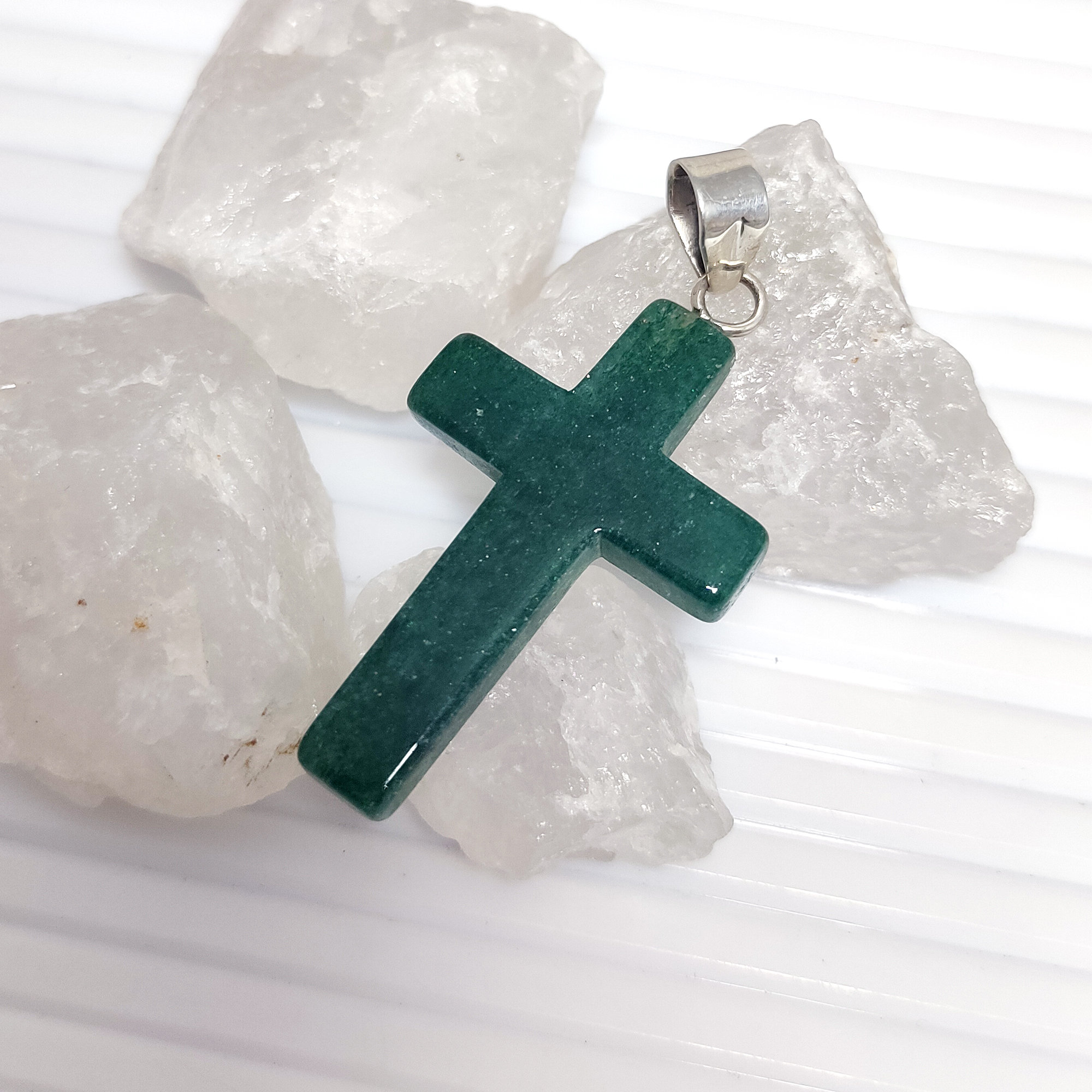 Natural Green Aventurine Cross Pendant Green Aventurine Cross - Etsy