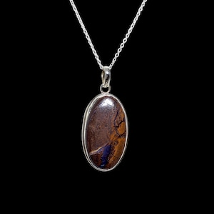 Boulder Opal Pendant, Boulder Opal Necklace, 925 Silver Pendant, Natural Boulder Opal Gemstone, Boulder Opal Cabochon, Sale
