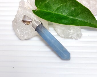 Angelit Anhänger, Angelit Halskette, Angelit Spitze Anhänger, 925 Silber Anhänger, Natürlicher Angelit, Angelit Bleistift, Ausverkauf