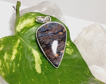Pietersite Sterling Silver Pendant, Genuine Pietersite Pendant, Blue Pietersite Necklace 925 Silver, Pietersite Cabochon, Sale