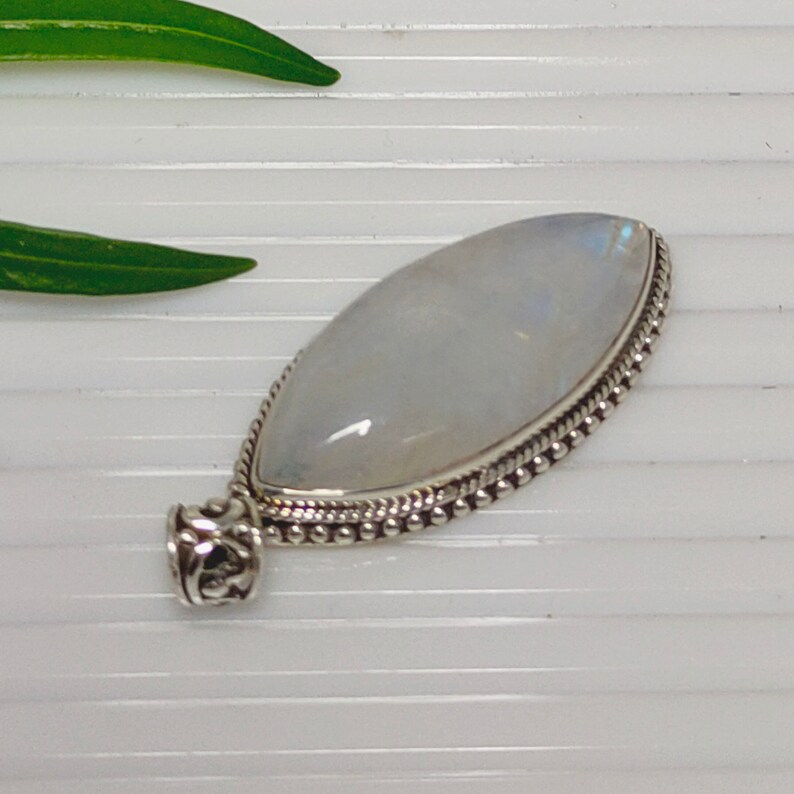 June Birthstone Moonstone Boho Pendant Moonstone Boho Necklace Sale Rainbow Moonstone 925 Silver Pendant Blue Moonstone Necklace