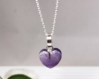 Amethyst Heart Shape Pendant, Purple Amethyst Necklace, 925 Silver Amethyst Necklace, February Birthstone, Amethyst Pendant, Sale