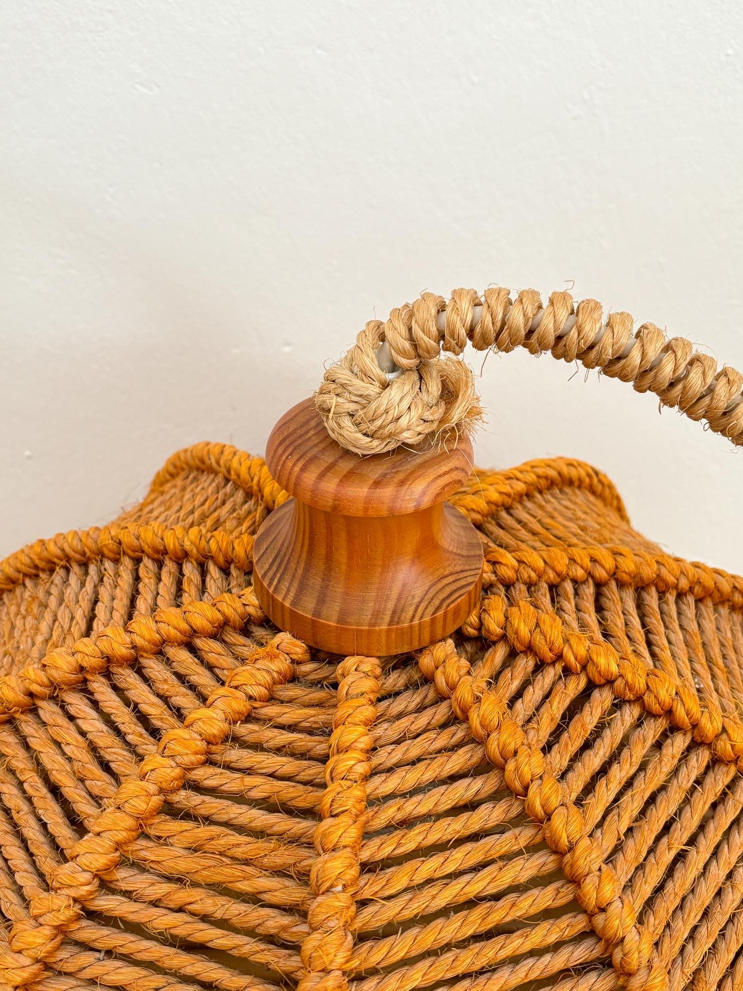 Vintage Pendant, Shell Sconce, Shell Wall Light, Rope Pendant, Wicker ...