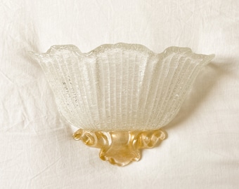 Vintage Murano Shell Sconce, Shell Wall Light, Shell Light, Glass, Crystal, Murano, Barovier and Toso, Murano, Italy, Circa 1970s