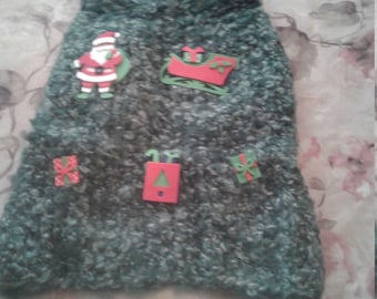 Hand knit Christmas dog sweater size medium