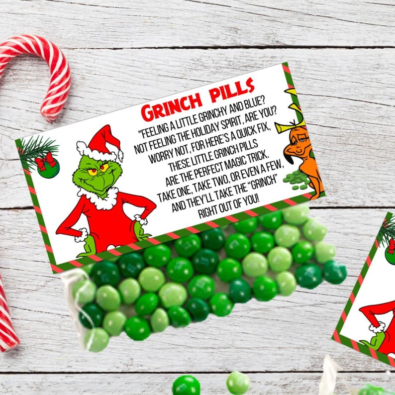 Grinch Pills Printable, Grinch Pills Topper, Grinch Pills, Digital ...
