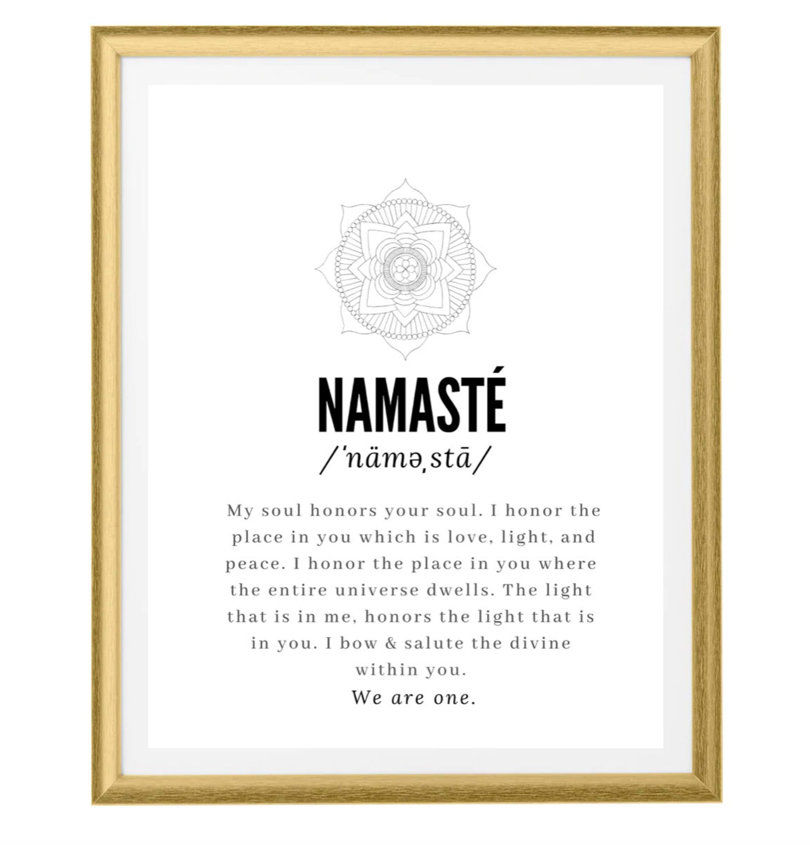 Namaste Definition Print Namaste Sign Namaste Printable | Etsy