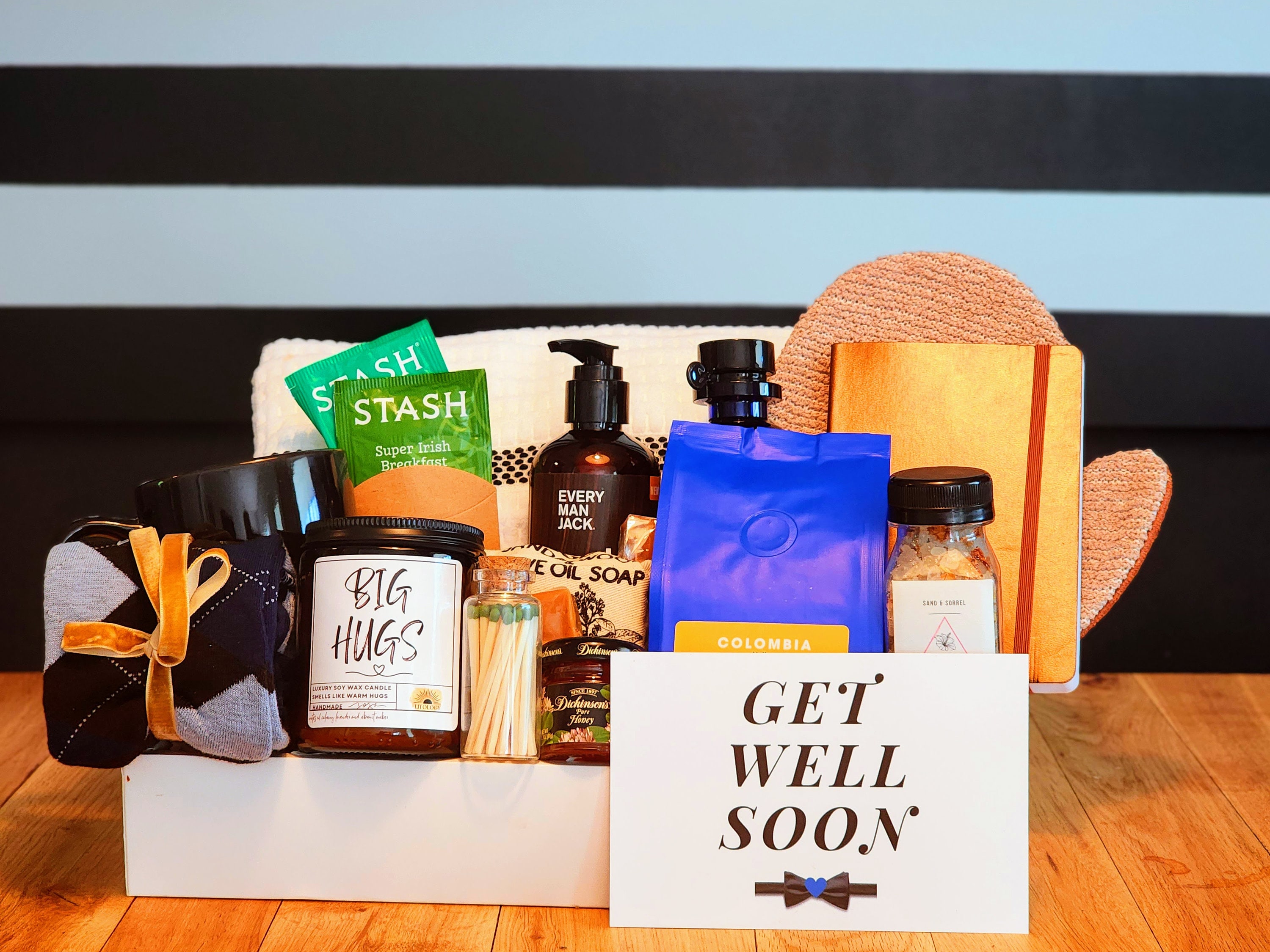 Get Well Soon Blanket Gift Box for Women and Men, Care Package for