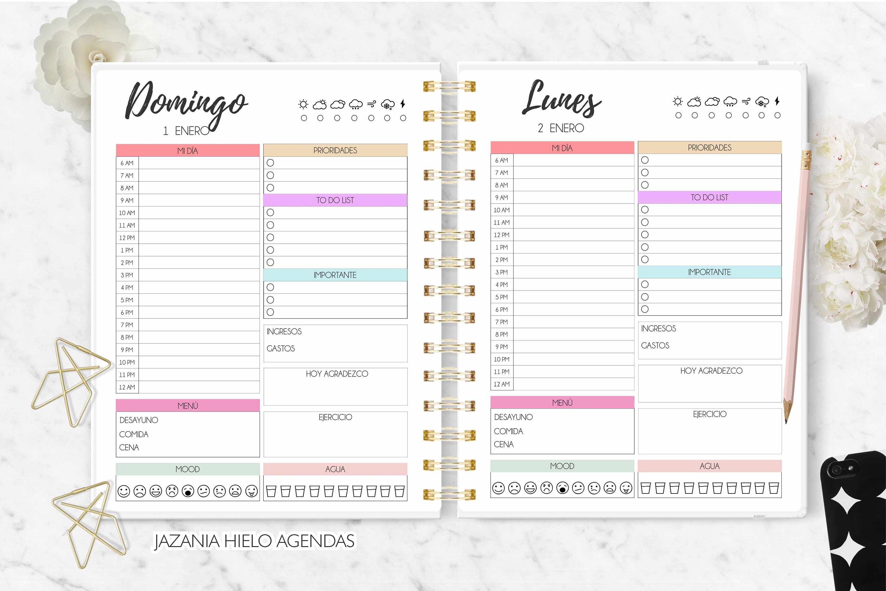 AGENDA 2023 One Day per Page Daily With Hours Glider to Etsy