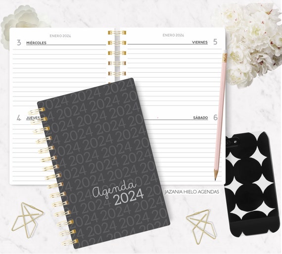 AGENDA 2024 BASIC Two Days per Sheet Half Letter Unisex for Men 