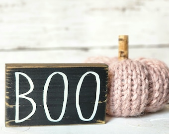 Boo Halloween Tiered Tray Sign, Halloween Mini Sign, Shelf Sitter, Seasonal, Gift, Small Sign, Distressed Sign, Farmhouse Halloween Decor