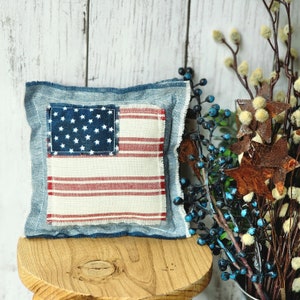 Patriotic Flag Mini Pillow Tiered Tray, Dough Bowl Pillow, America USA Decor, Seasonal Summer Small Pillow, 4th of July Decor, Farmhouse