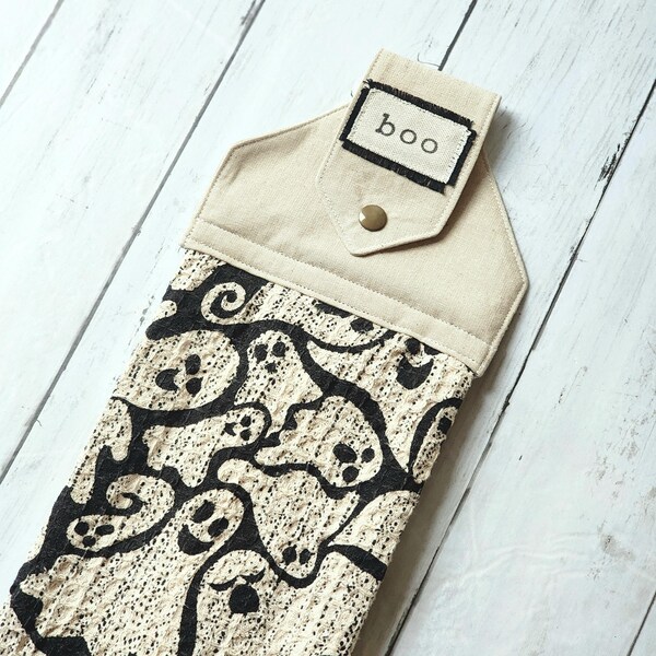Boho Halloween Ghost Hanging Kitchen Towel, Farmhouse Towel, Fall Kitchen Hand Towels, Snap Oven Hanging Towels, Neutral Halloween Aesthetic