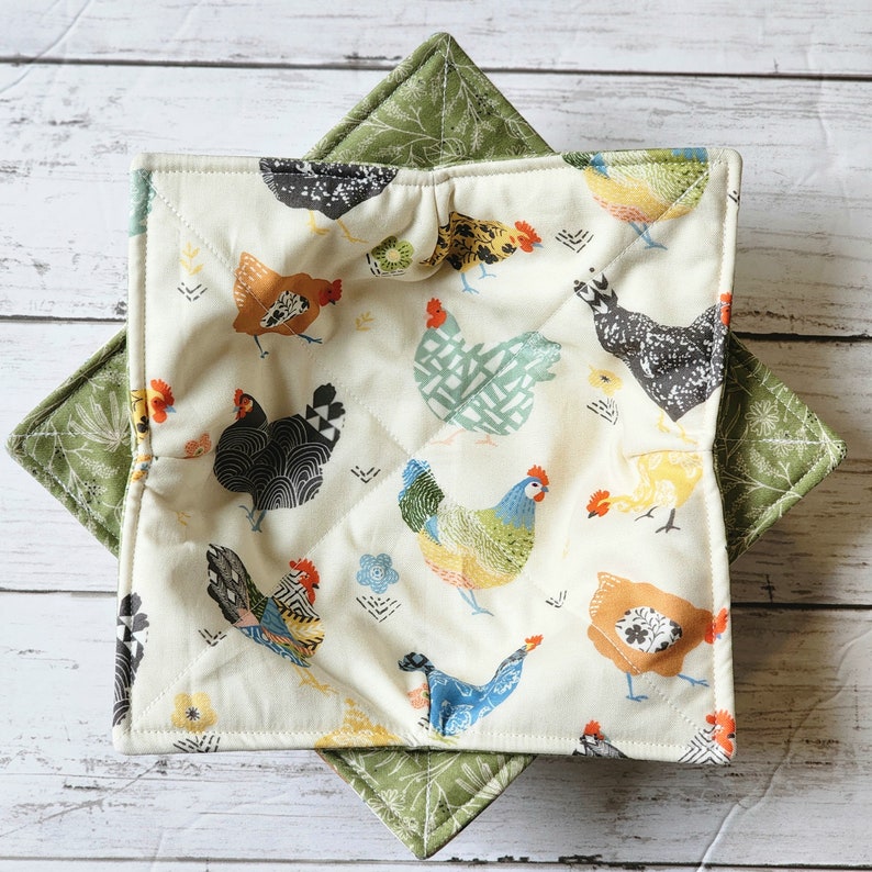 Boho Chicken Bowl Cozies Set of 2 Reversible