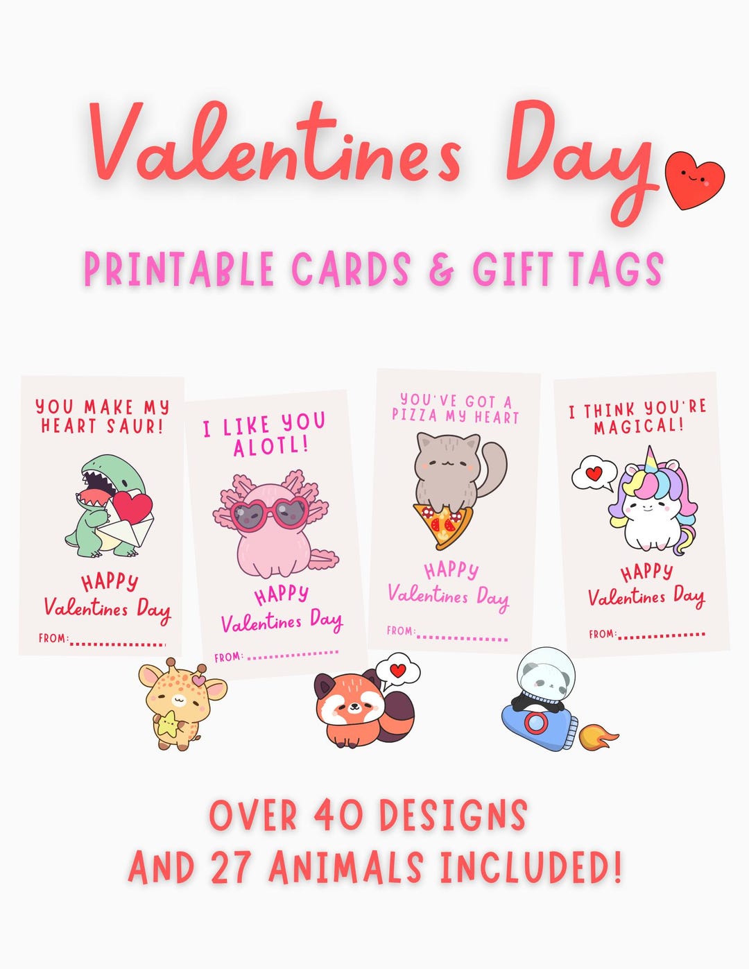Printable Animal Valentines Day Cards - Etsy