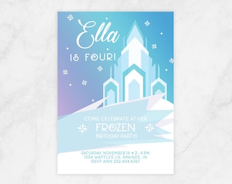 Modern Frozen Birthday Party Invitation, Ice Castle Frozen Party Invitation, Frozen 2 Birthday Party Invitation