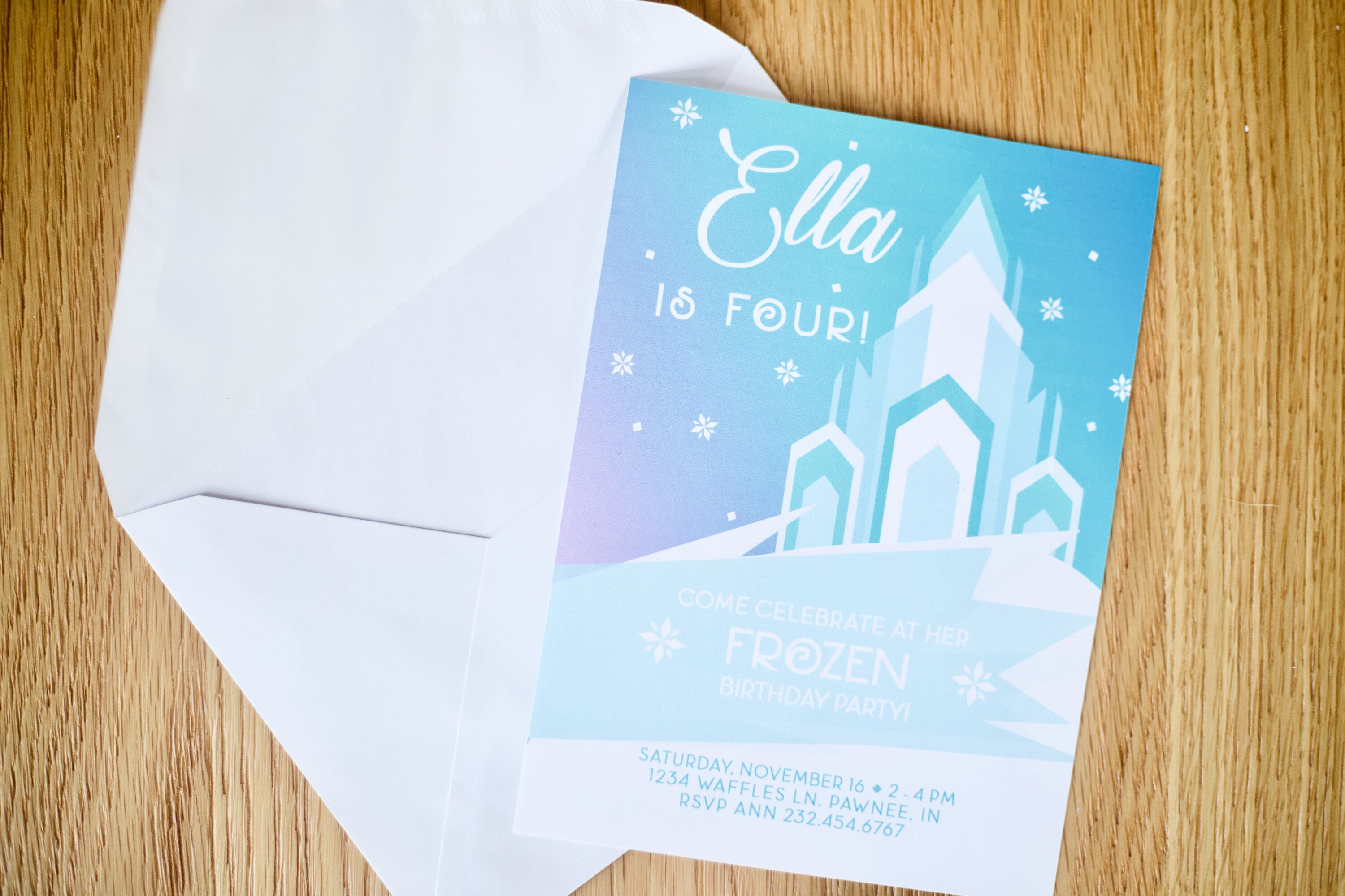 Modern Frozen Birthday Party Invitation, Ice Castle Frozen Party