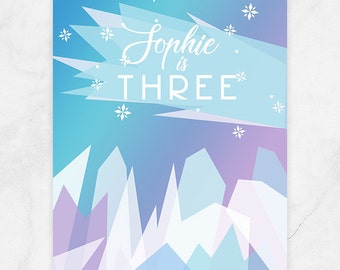 16x20 Frozen Birthday Poster- Frozen Ice Poster, Personalized Birthday Poster
