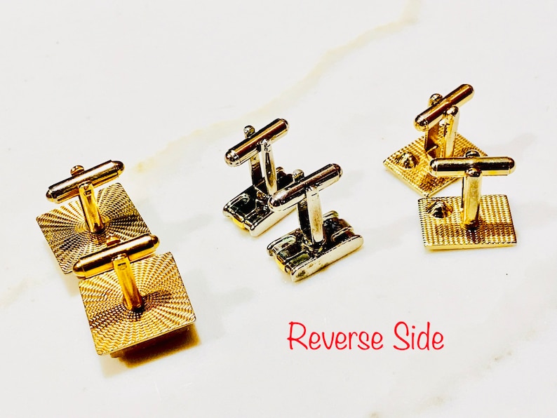 3 Pairs of Vintage Gold and Silver Tone Cufflinks Cuff Links 1950/'s - 1960\u2019s