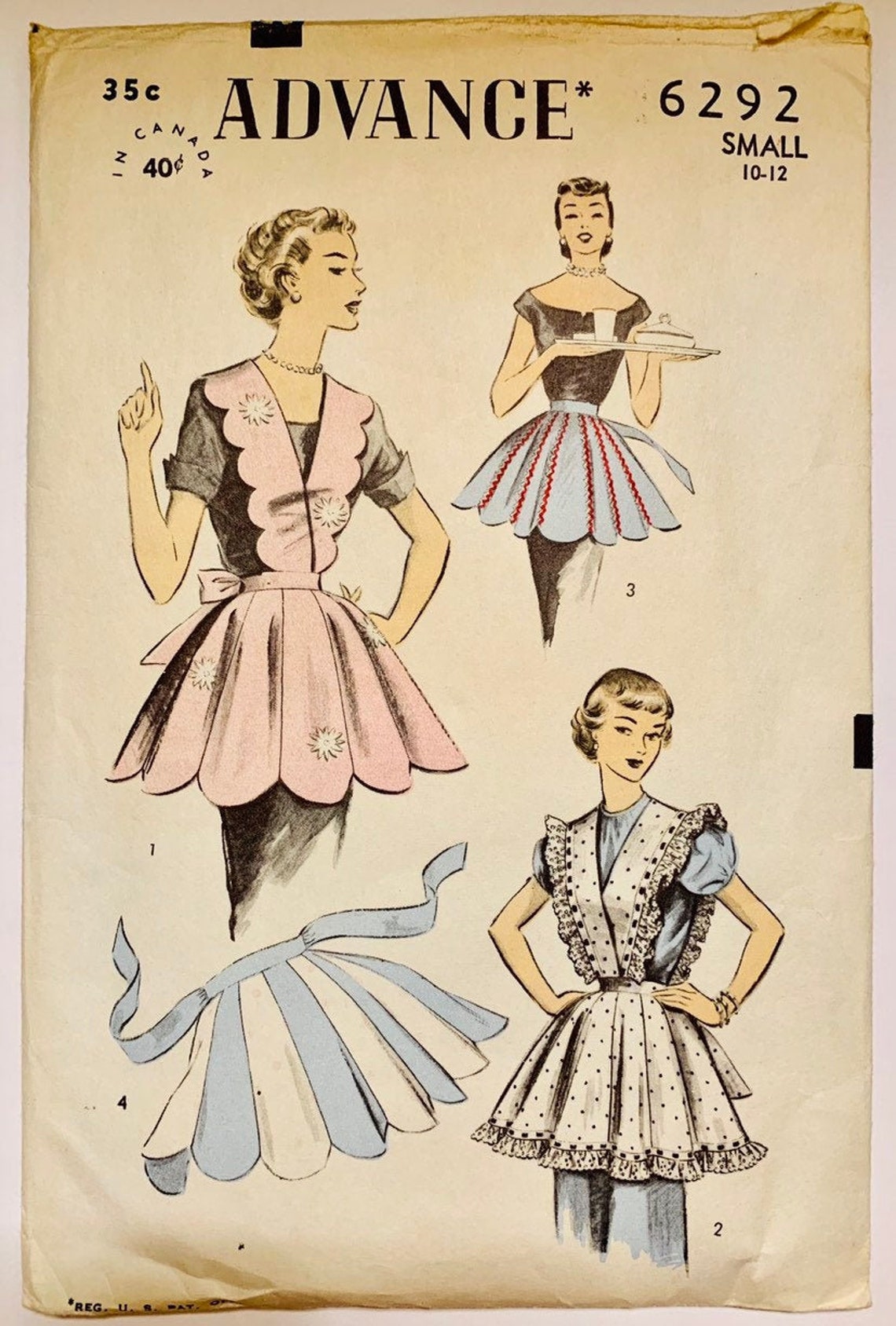 Vintage 1950s ADVANCE Sewing Pattern 6292 4 Aprons Etsy vintage-1950s-advance-sewing-pattern-6292-4-aprons-etsy