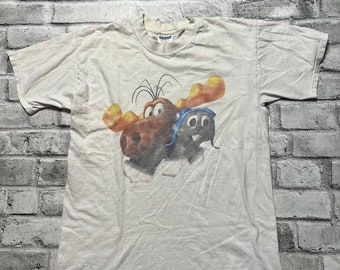 Vintage 90er Jahre Rocky & Bullwinkle Cartoon T Shirt Gr. 46