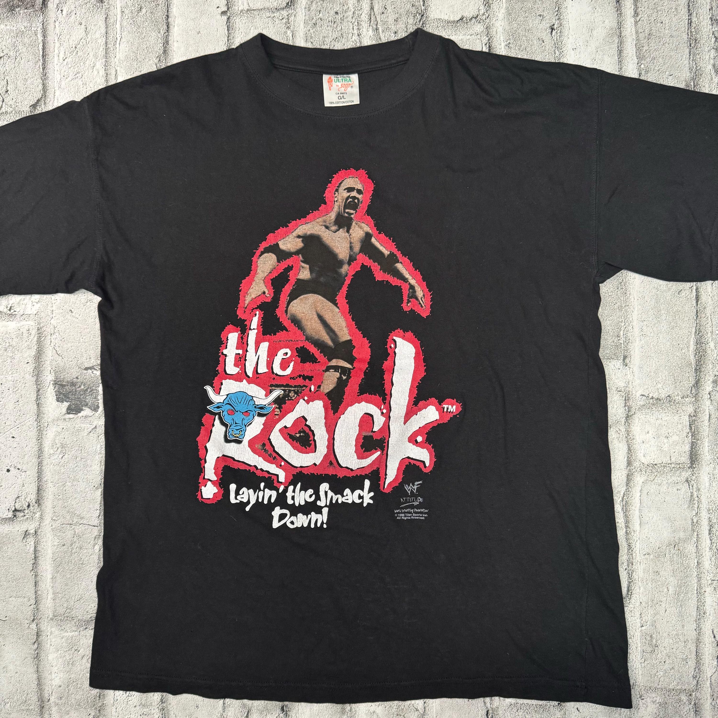Vintage des années 90 WWF The Rock Layin the Smack Down Wrestling Tee Taille Large - France