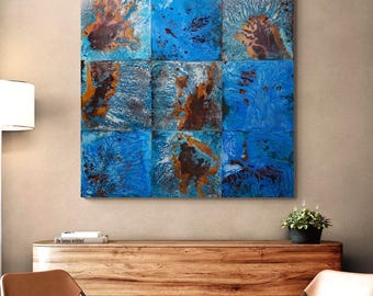 Blue Patina Copper Wall Art: Southwestern Oxidized Copper Panels