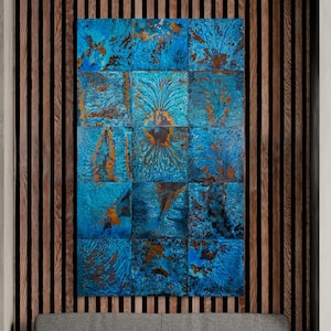 Blue Copper Wall Art, Southwestern Copper Art, Abstract Copper Art, Industrial Blue Art, Boho Art, Blue Patina Art, Arizona Art