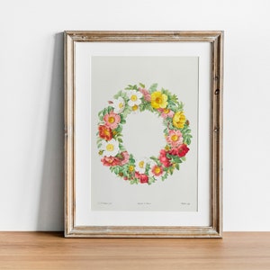 Rose Bouquet Print, Botanical Painting, Vintage Drawing Poster Wall Art Decor, abstract flower, flower art print | CO657