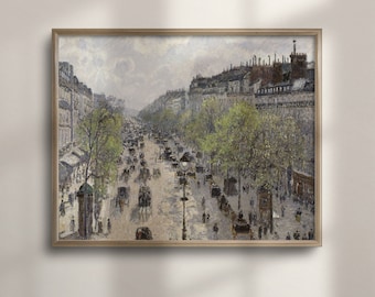 Vintage Paris Cityscape Oil Painting: French Architecture Art