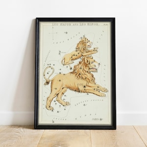 Leo Major Print, Antique Space Painting, Vintage Drawing Poster Wall Art, Leo Minor, horoscope gift, horoscope present | COO843
