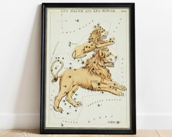 Leo Major & Minor Print: Vintage Zodiac Astrology Wall Art