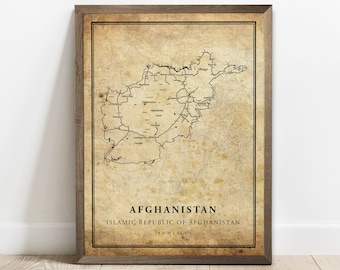 Vintage Afghanistan Landkarte Print: Country Road Wall Art