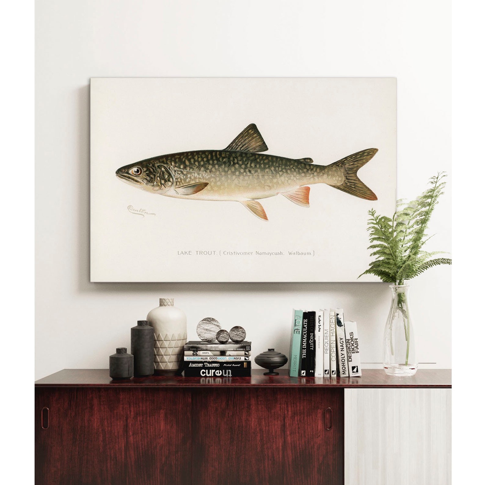 Lake Trout Canvas Fish Print Vintage Fishing Poster Wall Art Etsy