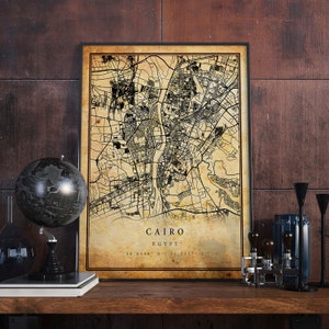 Cairo Vintage Map Poster Wall Art | City Artwork Print | Antique, rustic, old style Home Decor | Egypt prints gift | M705