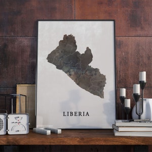 Liberia vintage style map print, Liberia map poster,  gift, Liberia wall art decor, vintage map, gift for in laws, VO160