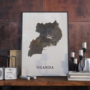 Vintage Style Uganda Map Print: Travel Wall Art
