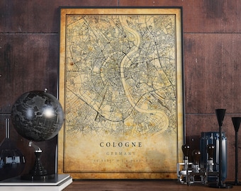 Cologne Map Poster: Vintage Germany City Art Print