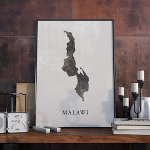 Malawi Map Print: Vintage Style Wall Art Decor