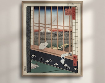 Hiroshige Ukiyo-e Print: Asakusa Ricefields, Edo Period Japanese Art